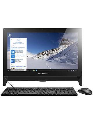 Lenovo C20-00 All-in-One Desktop PC, Intel Pentium, 4GB RAM, 1TB, 19.5" Full HD, Black
