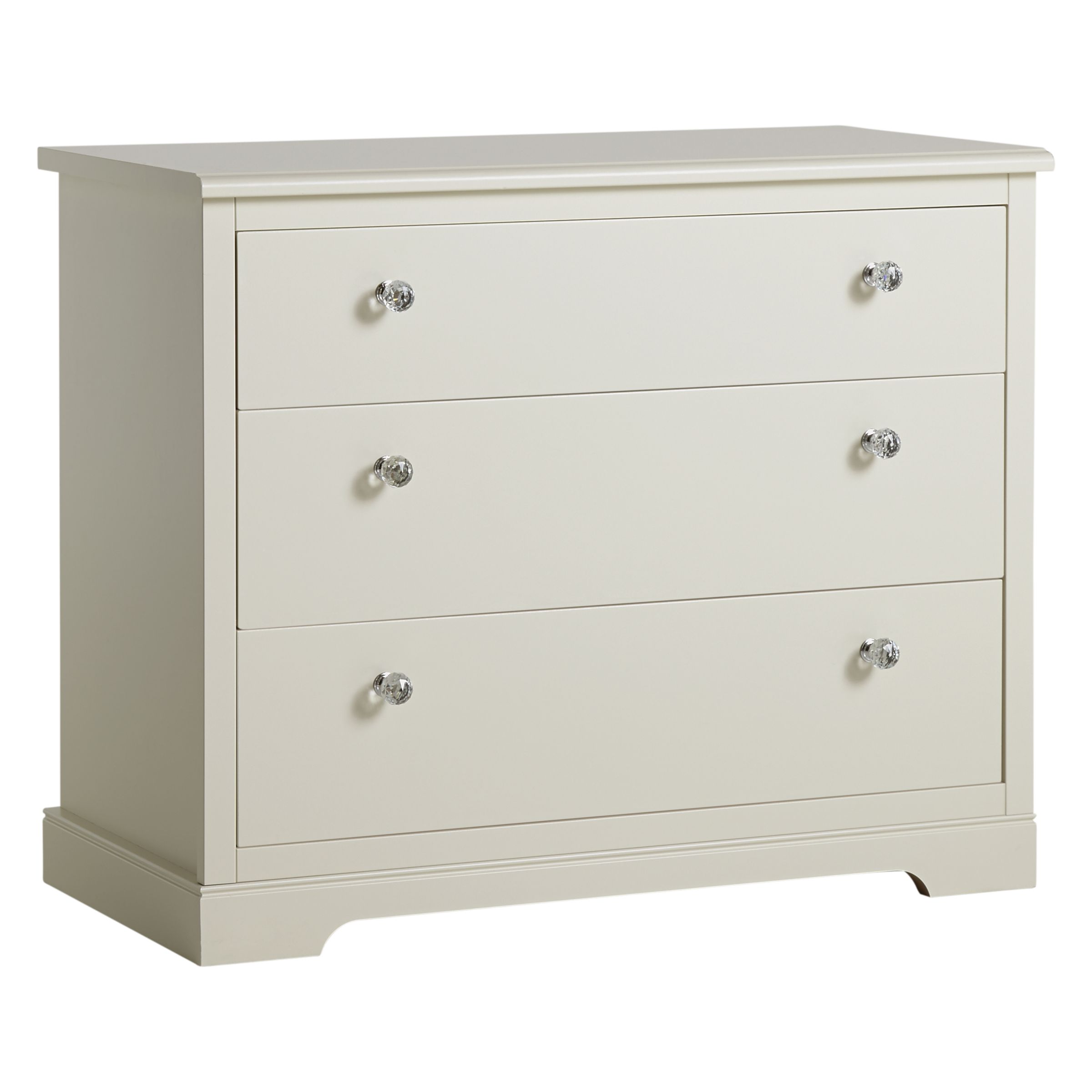 John Lewis Mix it Woburn/Hartland Crystal Handle Wide 3 Drawer Chest, Ivory