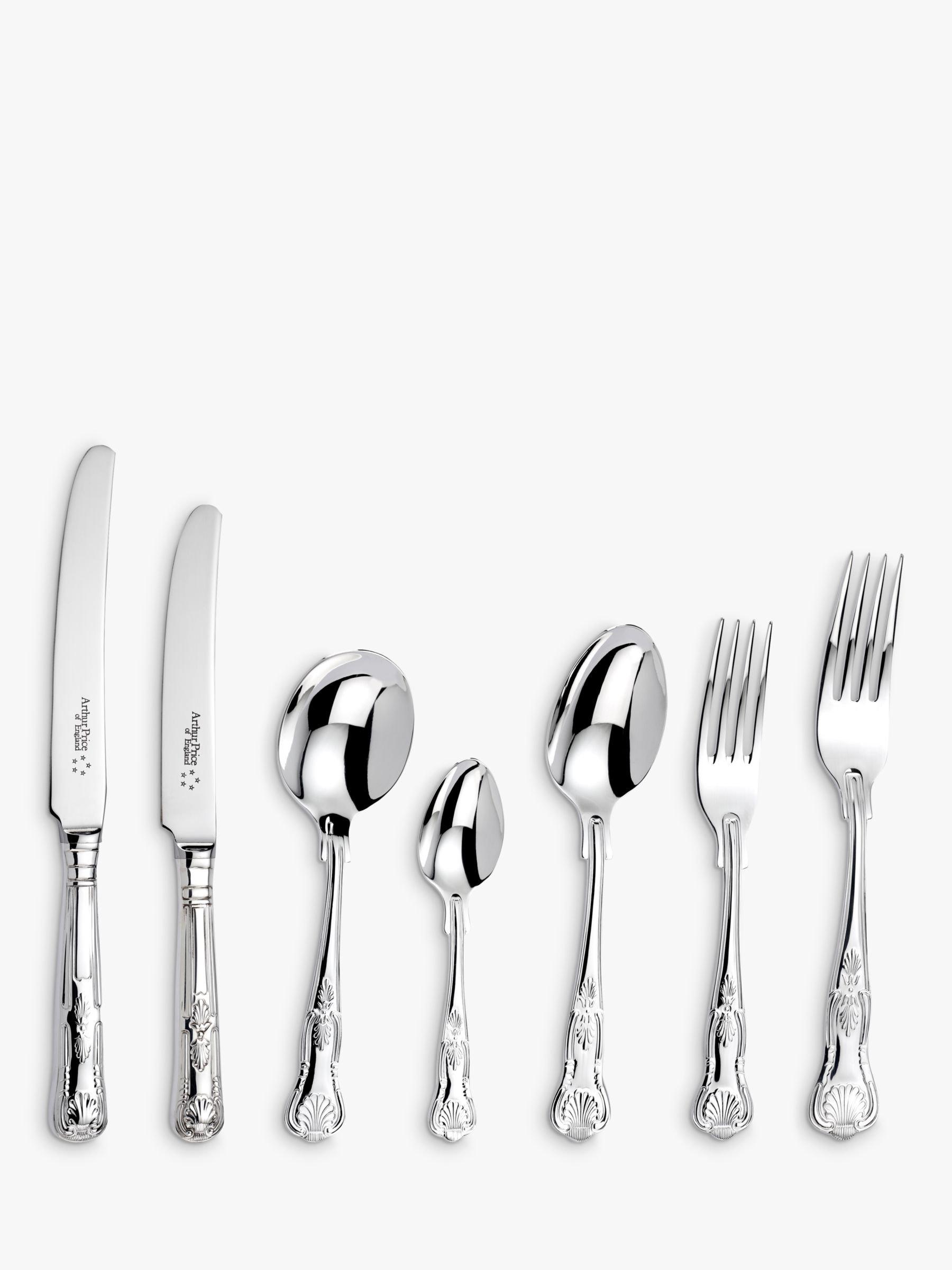 Arthur Price Kings Sovereign Silver Plated Cutlery Set, 7 Piece/1 Place Setting