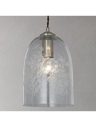 John Lewis & Partners Madeline Etched Glass Pendant Ceiling Light, Clear