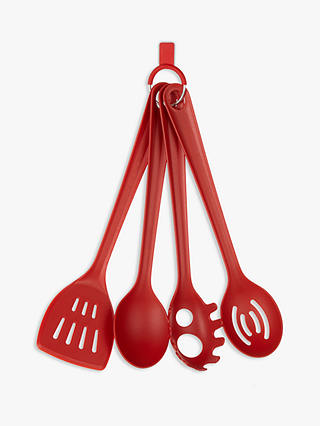 House by John Lewis Kitchen Utensils, Set of 4, Red