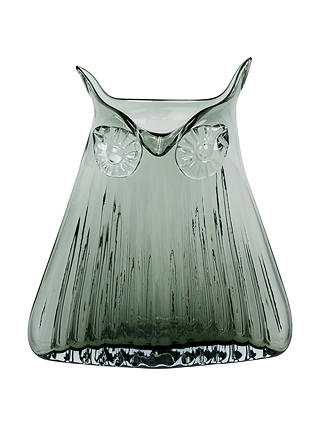Magpie Tall Glass Owl Vase, Blue