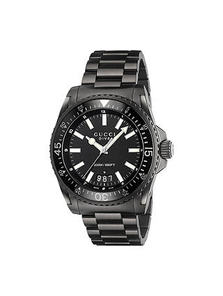 Gucci YA136205 Men's Dive Date Bracelet Strap Watch, Black