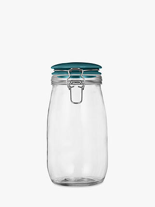 LEON Large Clip Top Glass Storage Jar, Teal