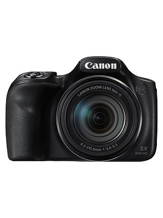 Canon PowerShot SX540 HS Bridge Camera, HD 1080p, Wi-Fi, NFC, 20.3MP, 50x Optical Zoom, 3" LCD Screen, Black