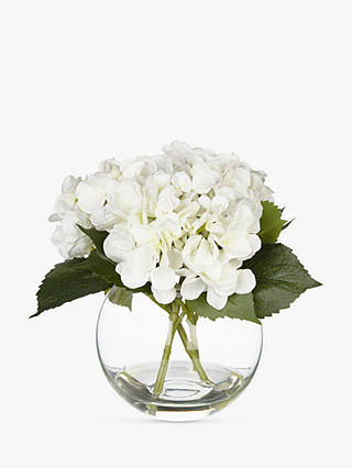 Artificial Peony Hydrangea in Fishbowl, White
