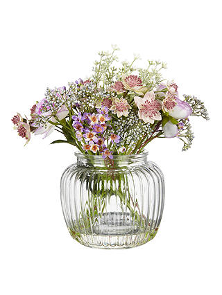 Peony Artificial Purple Flowers in Glass Bottle Vase