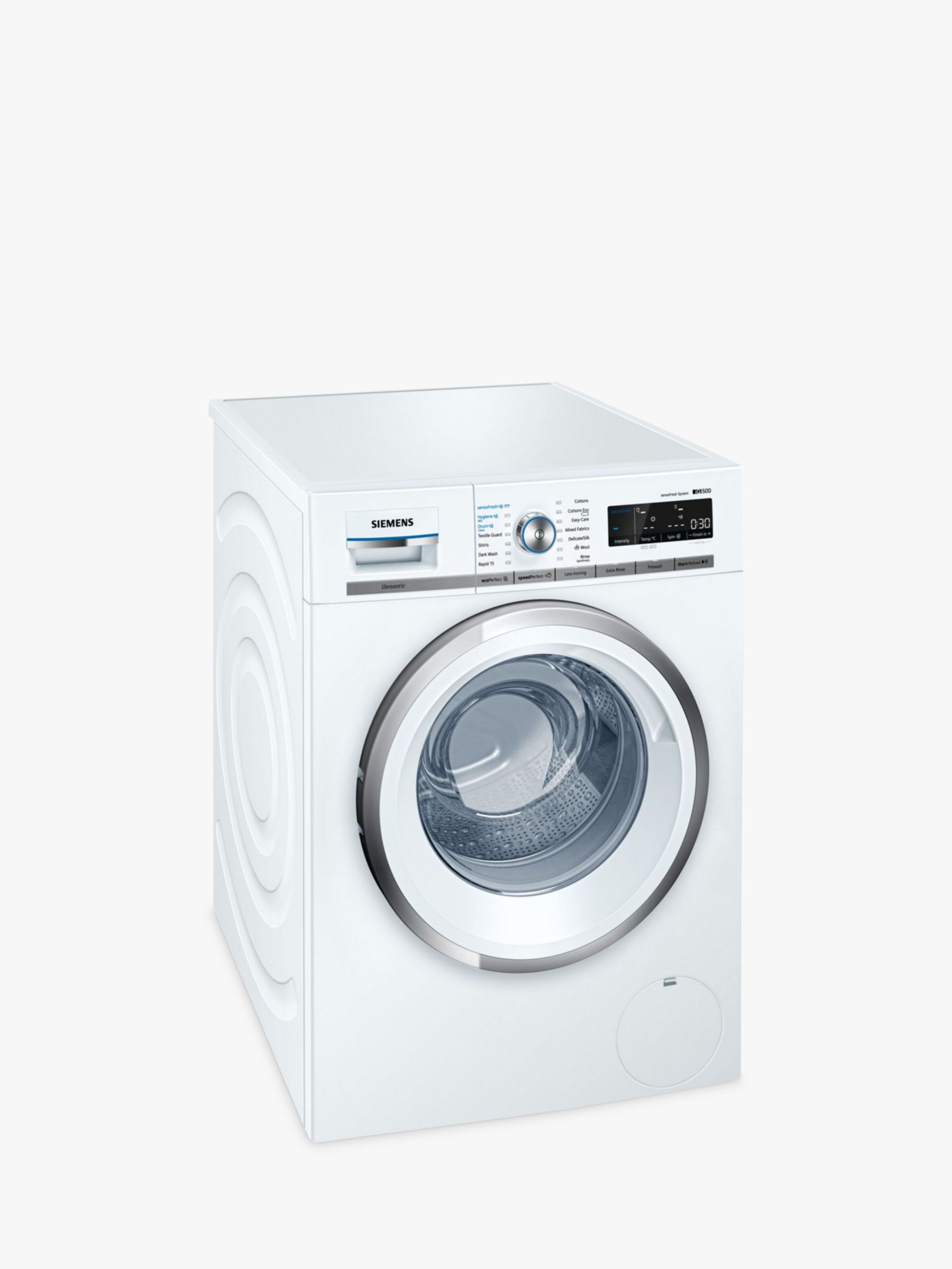 Siemens WM14W750GB iQ500 Freestanding Washing Machine, 9kg Load, A+++ Energy Rating, 1400rpm Spin in White