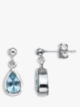 Nina B Sterling Silver Teardrop Drop Earrings, Silver/Blue Topaz