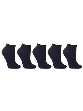 John Lewis & Partners Trainer Socks, Pack of 5, Navy