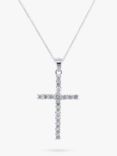 E.W Adams 18ct White Gold Diamond Cross Pendant Necklace