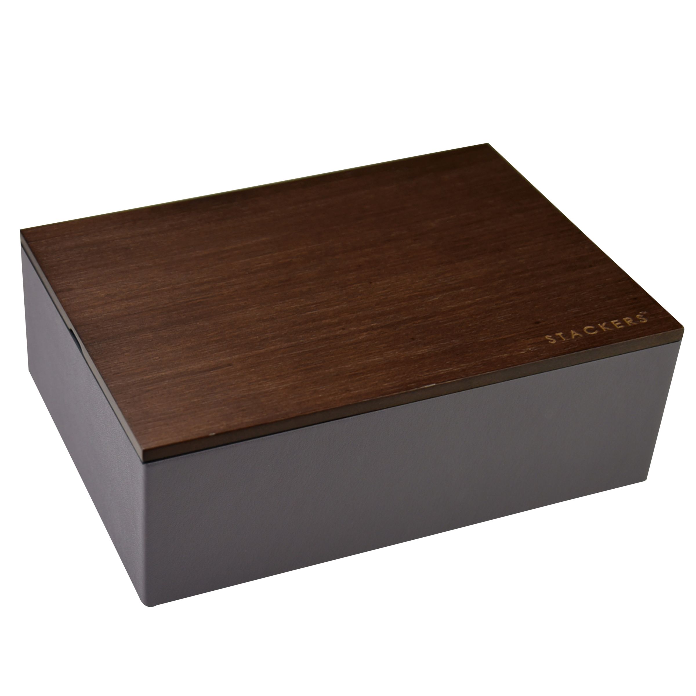 Stackers Classic Charcoal Watch Box With Wooden Lid