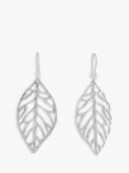 Andea Sculptured Leaf Drop Earrings, Silver