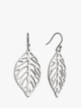 Andea Sculptured Leaf Drop Earrings, Silver