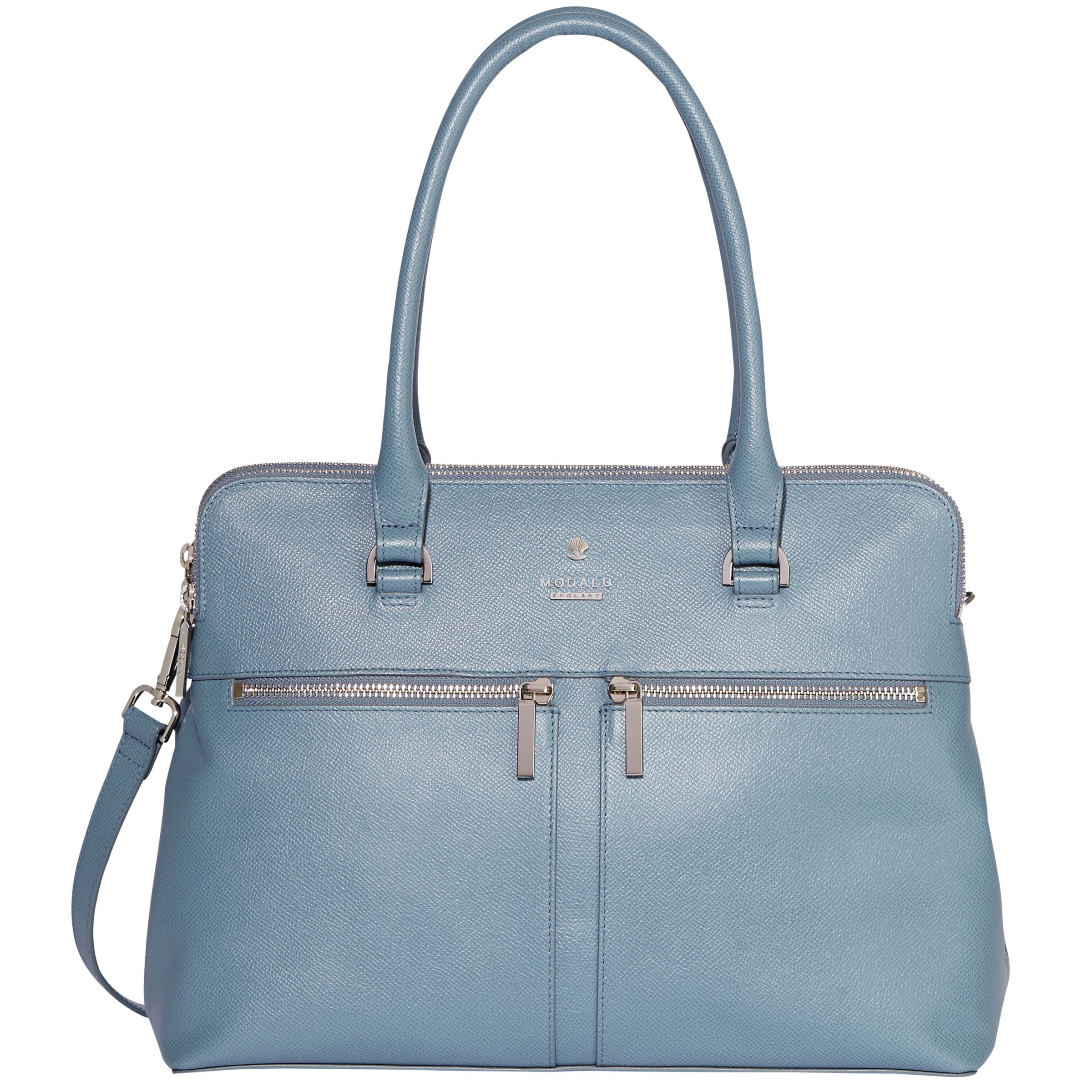 Modalu Pippa Classic Leather Grab Bag, Slate Blue
