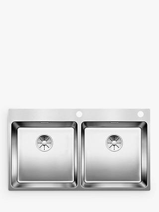 Blanco Andano 400/400IFA 2 Bowl Inset Kitchen Sink, Stainless Steel