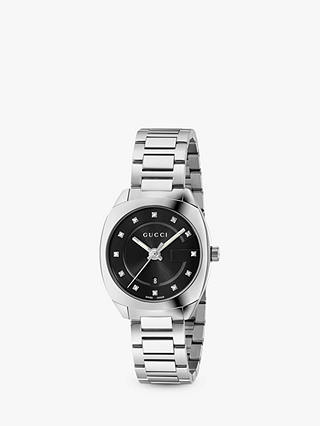 Gucci YA142503 Women's GG2570 Diamond Date Bracelet Strap Watch, Silver/Black