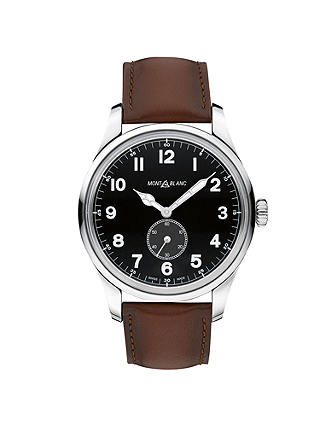 Montblanc 115073 Men's 1858 Automatic Small Second Leather Strap Watch, Brown/Black