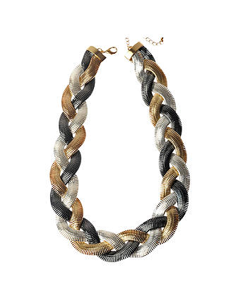 Adele Marie Plaited Flat Chain Necklace, Silver/Multi