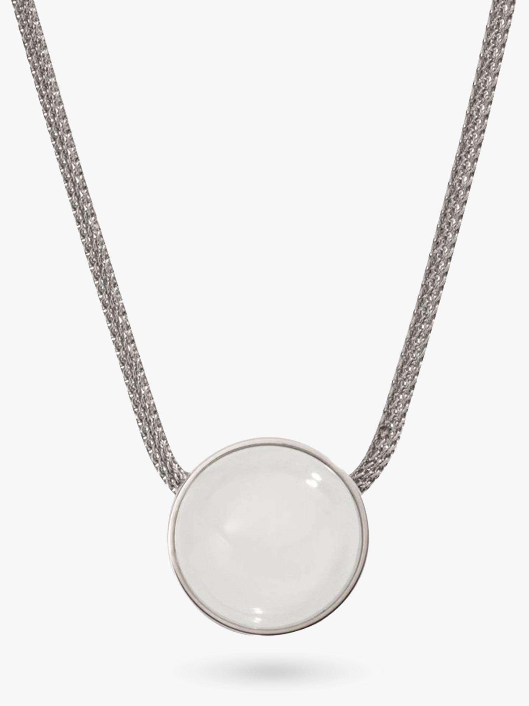 Skagen Sea Glass Round Pendant Necklace, Silver/White SKJ0080040