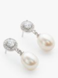 Lido Circle Cubic Zirconia Freshwater Pearl Drop Earrings, White