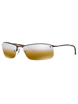 Ray-Ban RB3183 Polarised Rectangular Sunglasses,  Brown/Mirror Yellow