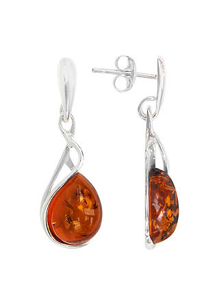 Goldmajor Sterling Silver Amber Drop Earrings, Silver/Orange