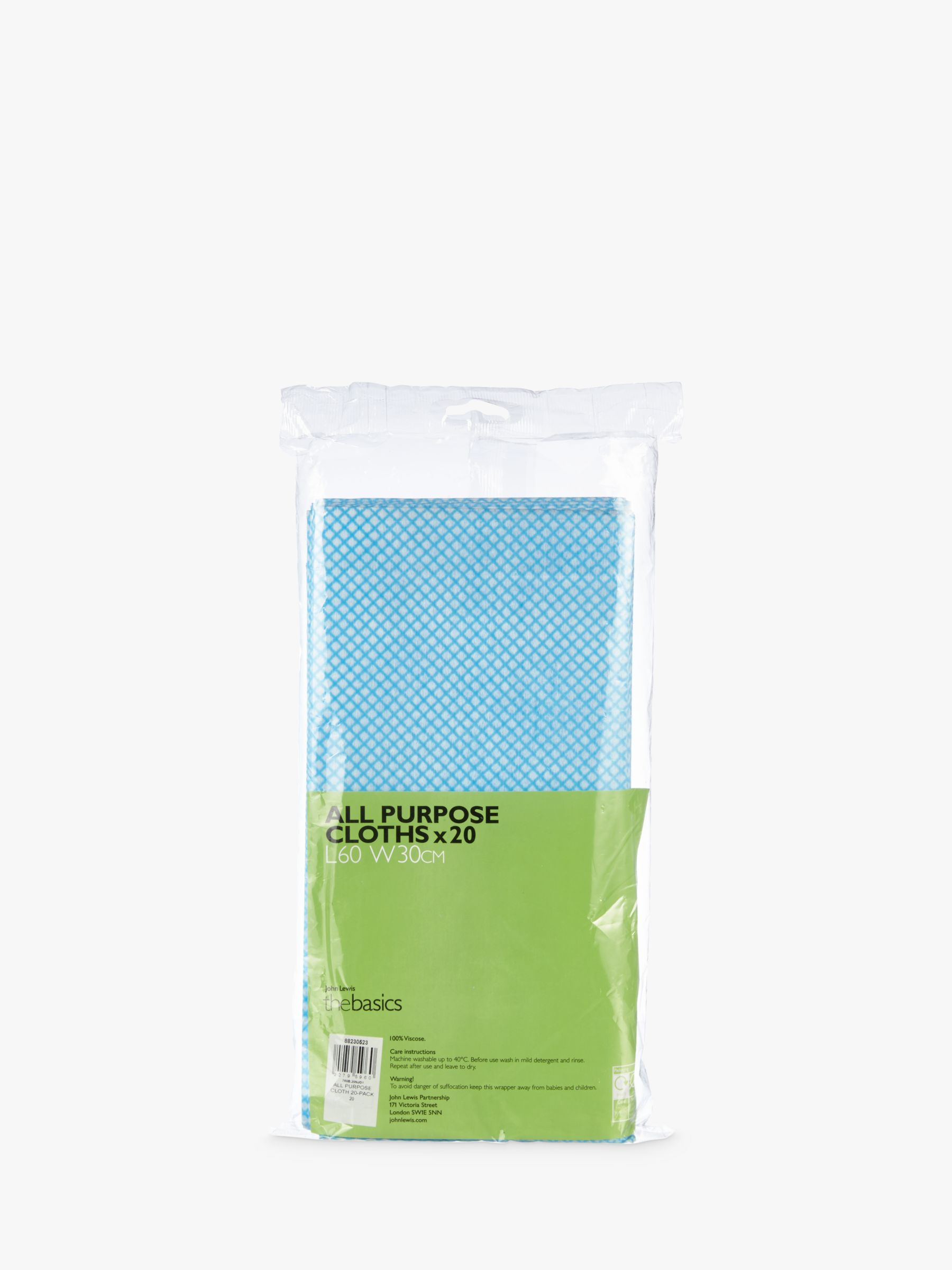 John Lewis The Basics Premium All Purpose Cleaning Cloths, Pack of 20
