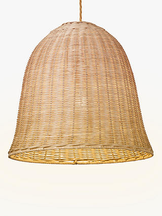 Croft Collection Stanley Rattan Small Easy-to-Fit Ceiling Light, Brown/Natural