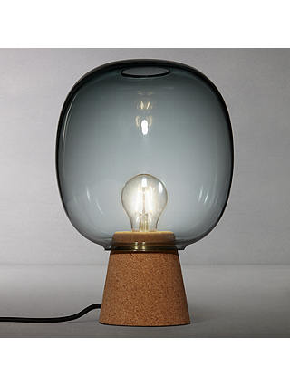 John Lewis & Partners Edie Glass/Cork Table Lamp, Smoke