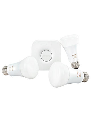 Philips Hue White and Colour Ambiance Wireless Lighting LED Starter Kit, 9W E27 Edison Screw Cap