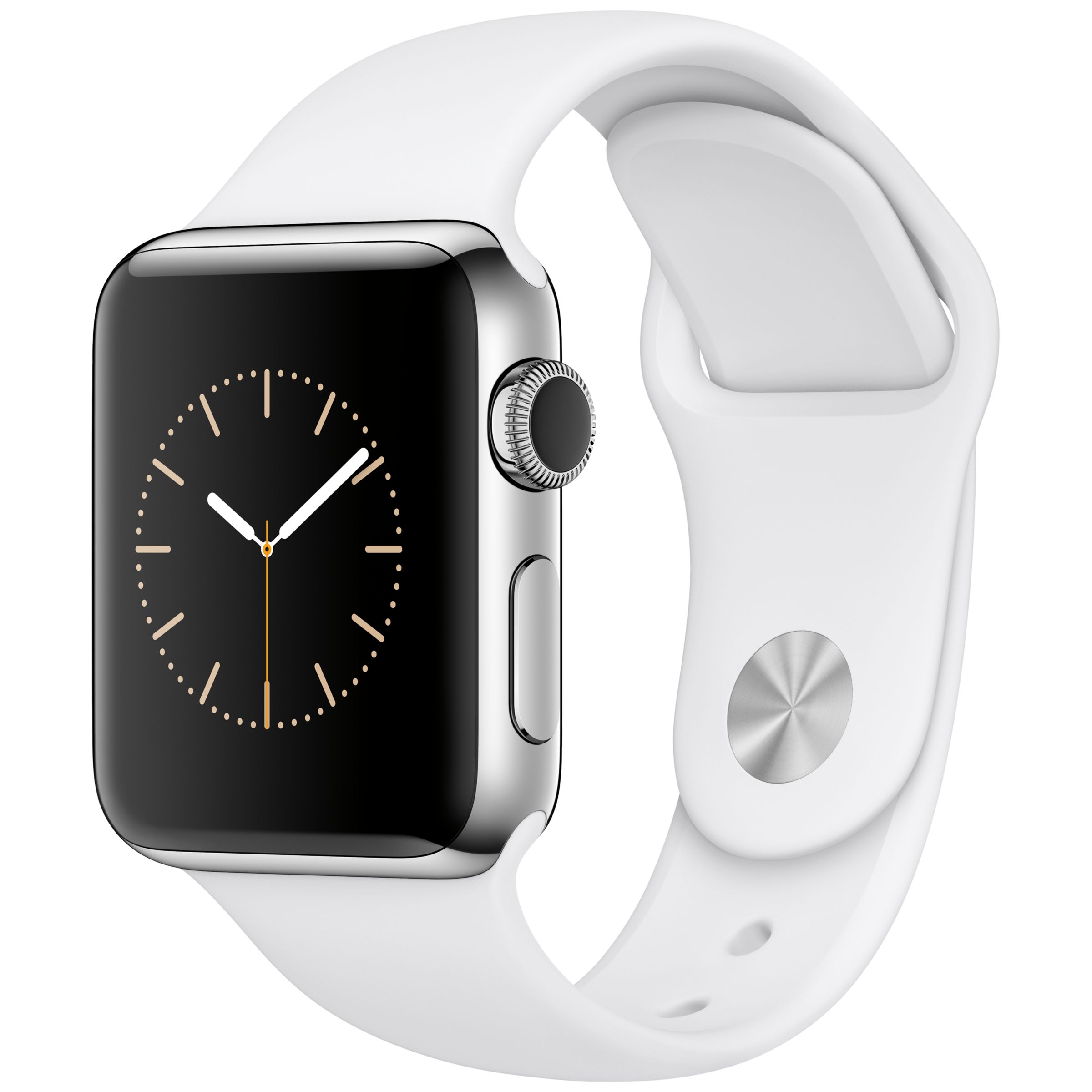 Apple Watch Series 2, 38mm Stainless Steel Case with Sport Band, White