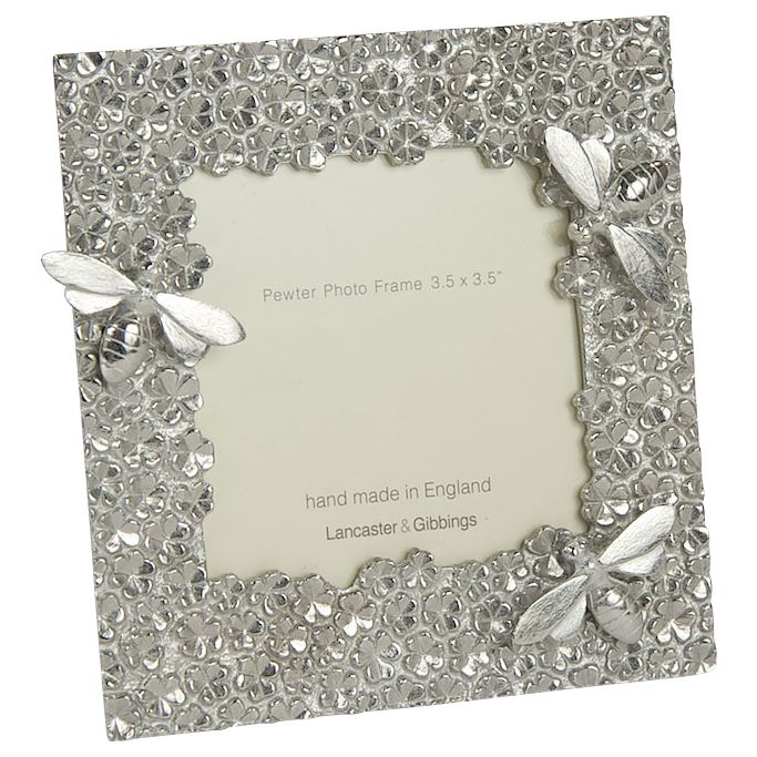 Lancaster and Gibbings Bee Photo Frame, 3.5 x 3.5", Pewter