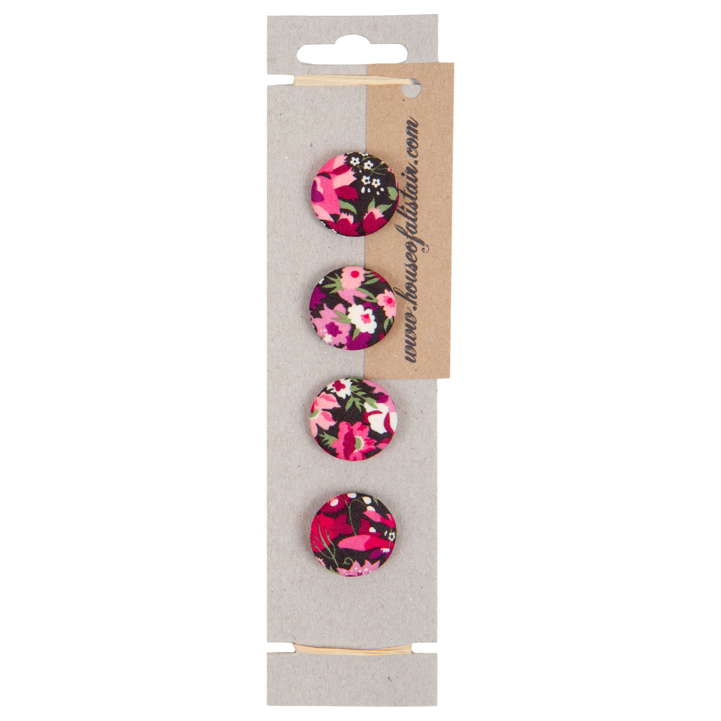 House of Alistair Manuela Floral Printed Fabric Buttons, Pack of 4, 26mm