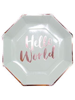 Ginger Ray Hello World Paper Plates, Pack of 8