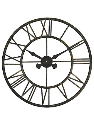 Brookpace Large Skeleton Oversized Metal Clock, Dia.70cm, Brown