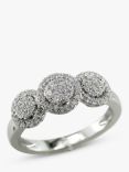 E.W Adams 18ct White Gold Diamond Triple Cluster Engagement Ring, N