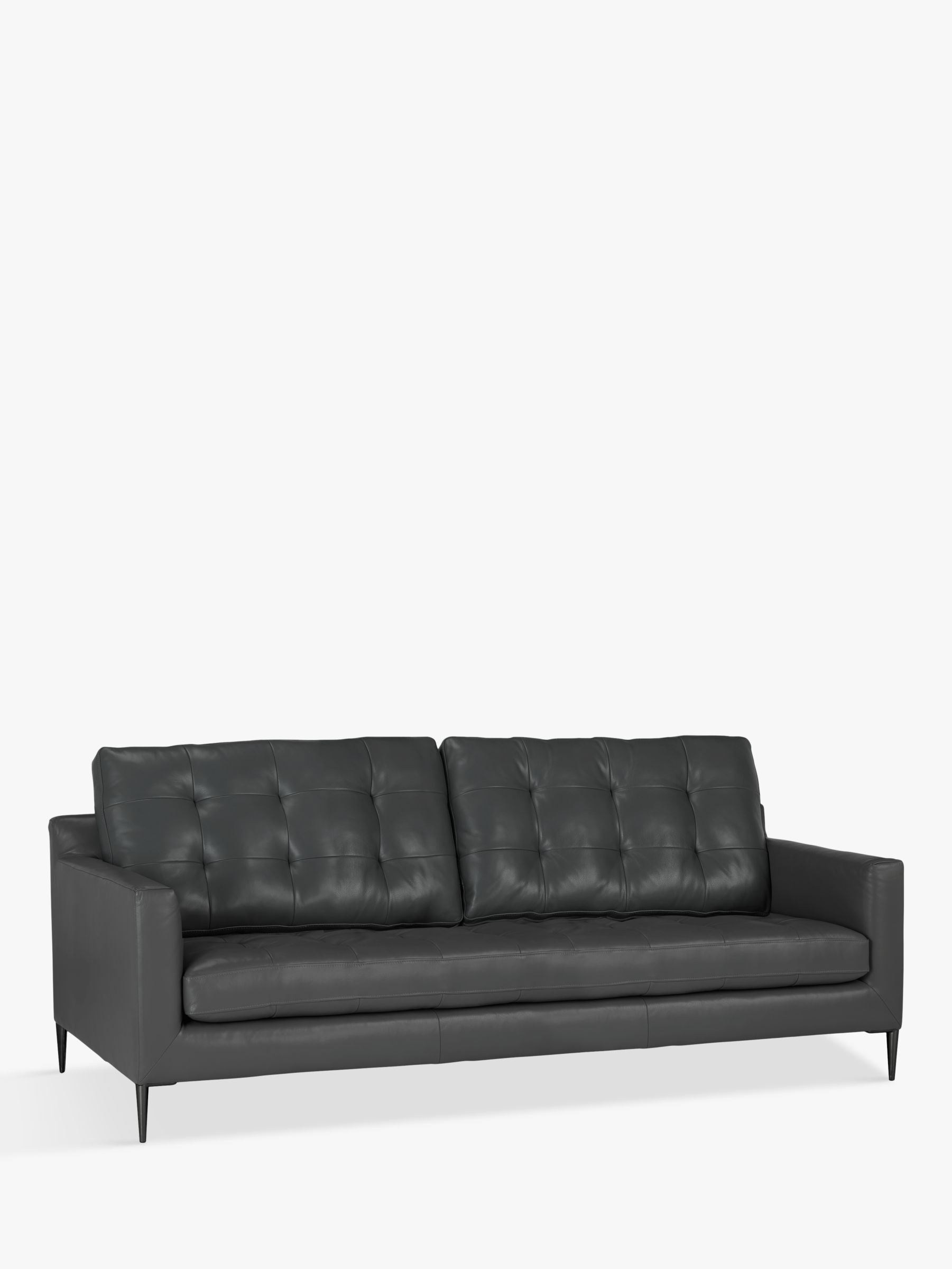 John Lewis Draper Large 3 Seater Leather Sofa, Metal Leg