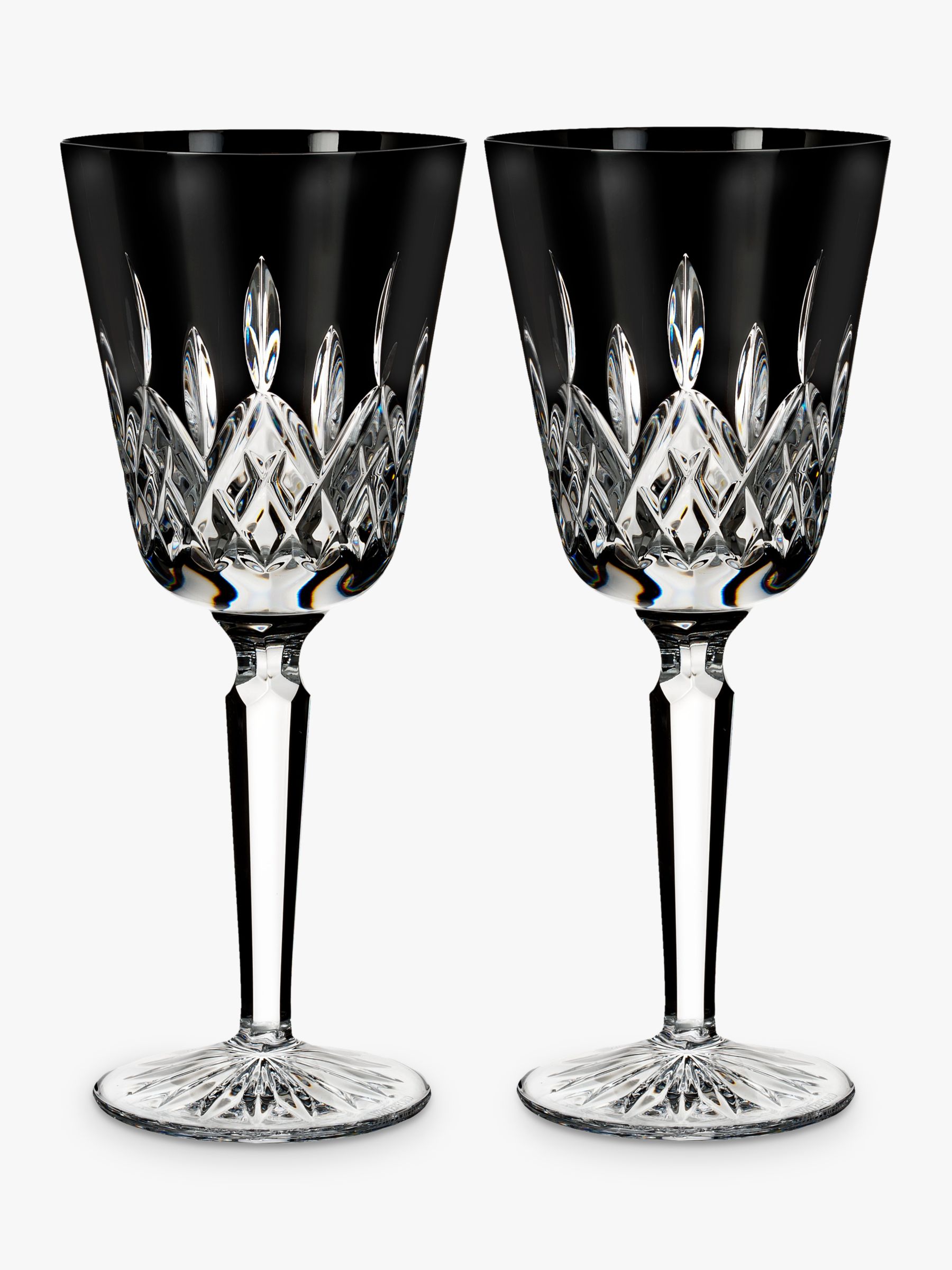 Waterford Crystal Black Cut Glass Tall Goblet, Set of 2