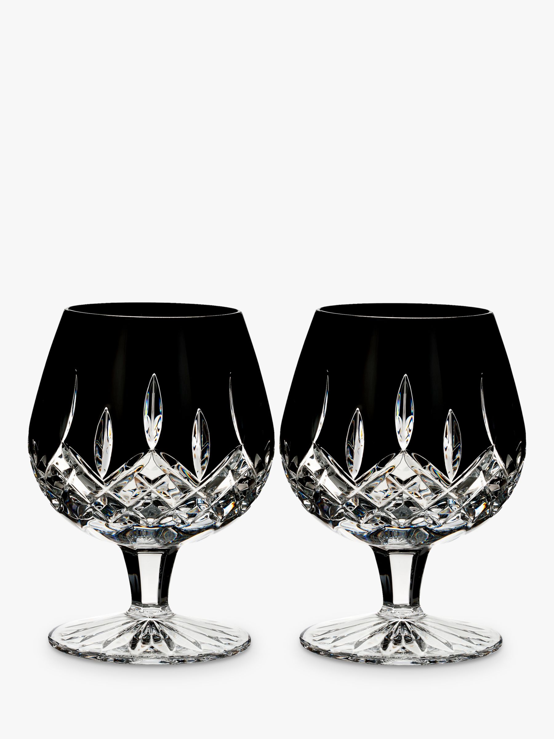 Waterford Crystal Black Cut Glass Brandy Glass, Set of 2