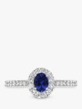 E.W Adams 18ct White Gold Oval Sapphire and Diamond Cluster Engagement Ring, N