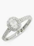 E.W Adams Platinum Oval Diamond Cluster Engagement Ring, 0.68ct