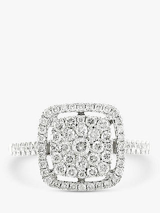 E.W Adams 18ct White Gold Diamond Cluster Engagement Ring, 0.60ct