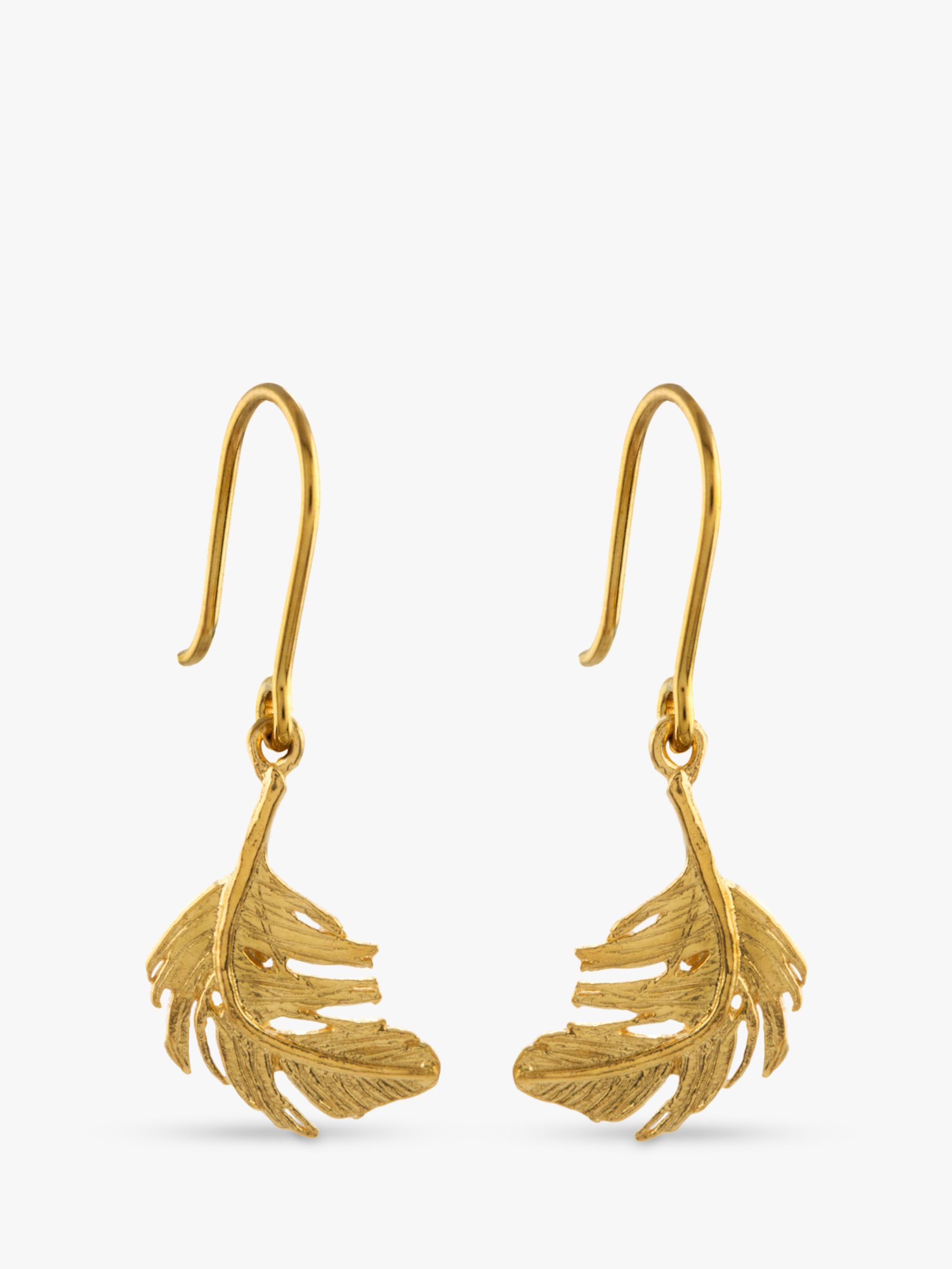Alex Monroe Little Feather Hook Drop Earrings, Gold