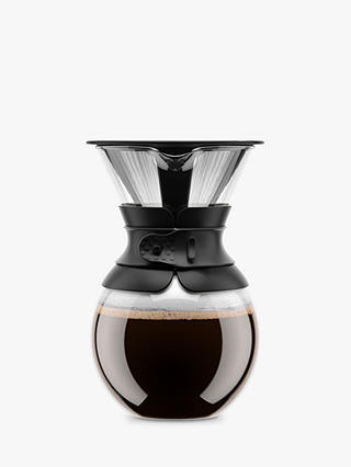 BODUM Pour Over Coffee Maker and Permanent Filter, 1L, Black
