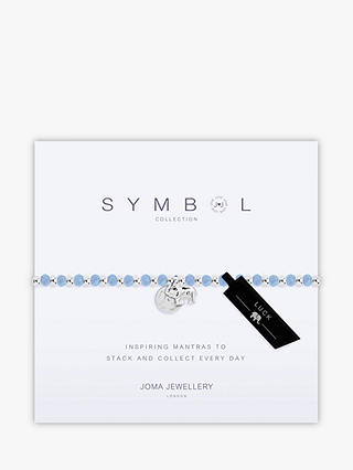 Joma Jewellery Elephant Charm Beaded Bracelet, Silver/Blue