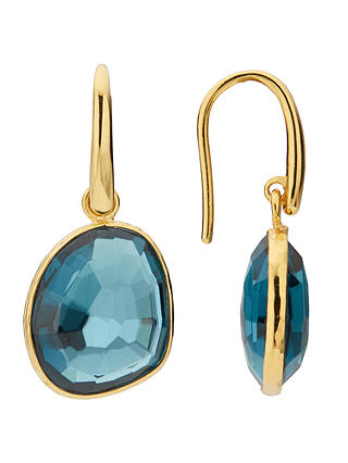 John Lewis & Partners Semi-Precious Stone Simple Drop Earrings, Gold/Topaz