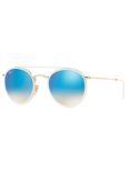 Ray-Ban RB3647N Unisex Double Bridge Oval Sunglasses, Gold/Mirror Blue