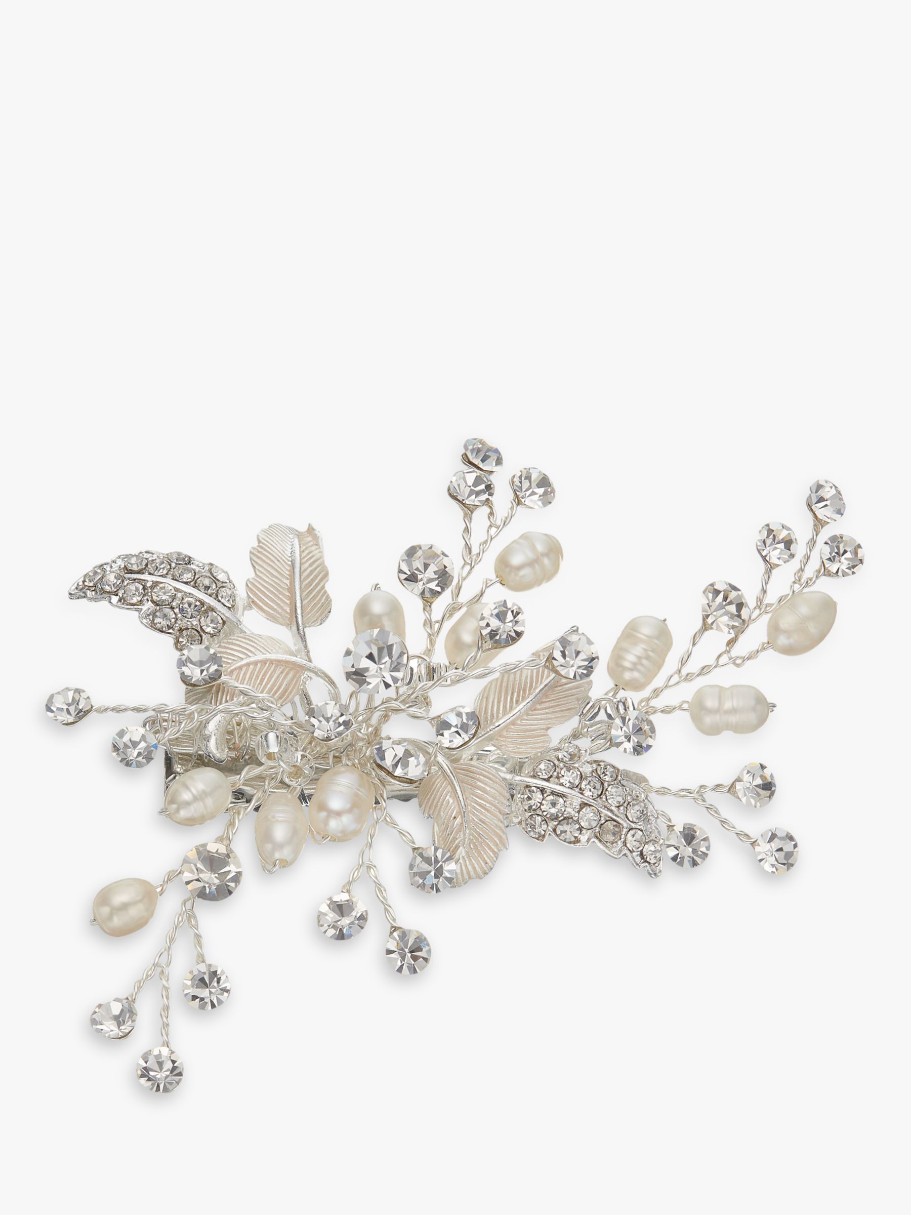 Ivory & Co. Orchid Small Flower Crystal and Freshwater Pearl Hair Slide,  Silver at John Lewis & Partners