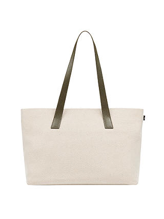 Jaeger Leather & Canvas Tote Bag, Ivory